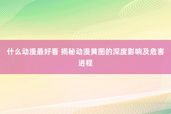 什么动漫最好看 揭秘动漫黄图的深度影响及危害进程