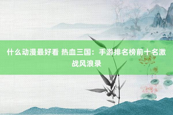 什么动漫最好看 热血三国：手游排名榜前十名激战风浪录