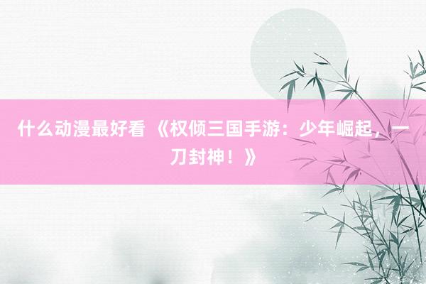 什么动漫最好看 《权倾三国手游：少年崛起，一刀封神！》