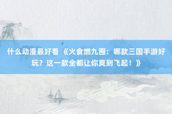 什么动漫最好看 《火食燃九囿：哪款三国手游好玩？这一款全都让你爽到飞起！》