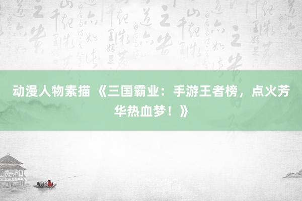 动漫人物素描 《三国霸业：手游王者榜，点火芳华热血梦！》